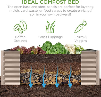 Best Choice Products 6x3x2ft Outdoor Metal Raised Garden Bed, Deep Root Box Planter for Vegetables, Flowers, Herbs, and Succulents w/ 269 Gallon Capacity - Taupe