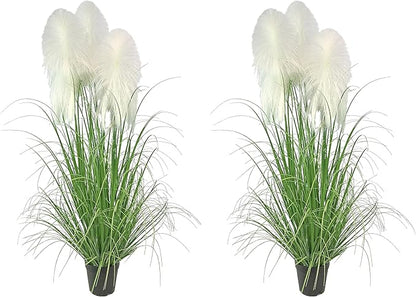 Artificial Plant 47in(2pack) Tall Artificial Grass Plant,Faux Plants Indoor Home Decorative Artificial Plants & Flowers in Pot Fake Plant
