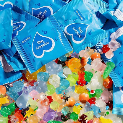 50 Pcs Glow in The Dark Mini Resin Animals,Mystery Blind Bags Bulk Assortment with Tiny Miniature Figurines for DIY Crafts,Fairy Garden Decor,Dollhouse Accessories,Party Supplies