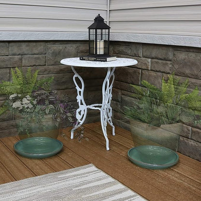 Sunnydaze 12-Inch Ceramic Plant Saucers - Plant Drip Trays for Outdoor Planter Flowerpot Drainage - Set of 4 - Seafoam