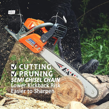 E & S 3 Pack 16 Inch Chainsaw Chain 3/8" LP Pitch .043" Gauge 56 Drive Links Semi-Chisel Chain Saw Chains for Husqvarna, Poulan, Craftsman, Greenworks and More Chainsaw Brands