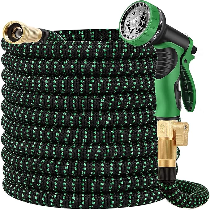 75 FT Garden Expandable Hoses - New Upgrated 2025 Flexible Water Hose - Kink-less Car Wash Pipes with Solid Brass Connector, Leakproof Lightweight Expanding Hoses for Yard,Pet