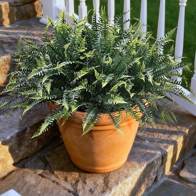 alyptus UV Resistant Fake Plants, 16 Bundles Artificial Plants Greenery, Realistic Fake Fern for Porch Decor & Outdoor Use