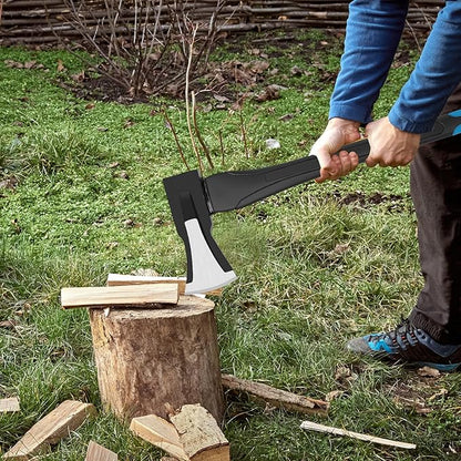 28-Inch Splitting Maul Axe - Heavy Duty Splitting Axe with Forged Steel Head and Shock-Absorbent Fiberglass Handle for Efficient Wood Splitting and Firewood Preparation
