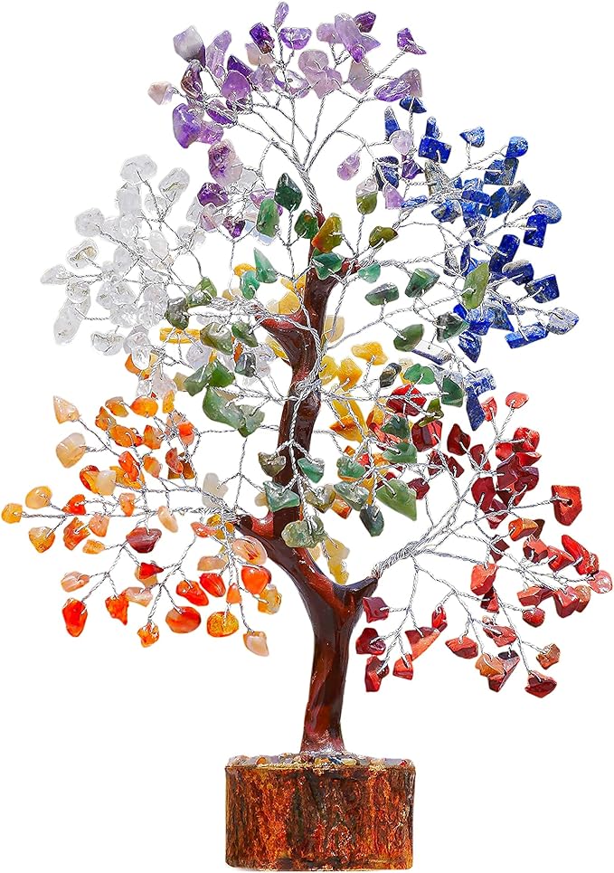 7 Chakra Tree, Crystals and Healing Stones, Chakra Tree of Life Crystal Tree for Positive Energy, Birthday Gifts for Women, Home Office Decor, House Warming Gifts New Home, Spiritual Gifts