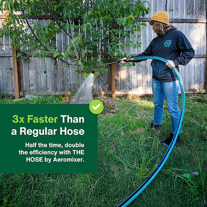 Aeromixer THE HOSE: All-In-One Watering Kit - Heavy Duty 1" 100 Ft Garden Hose, Kinkless Garden Hoses, Commercial Grade Water Hoses, 650 PSI High-Pressure Watering Tool for Farming and Gardening