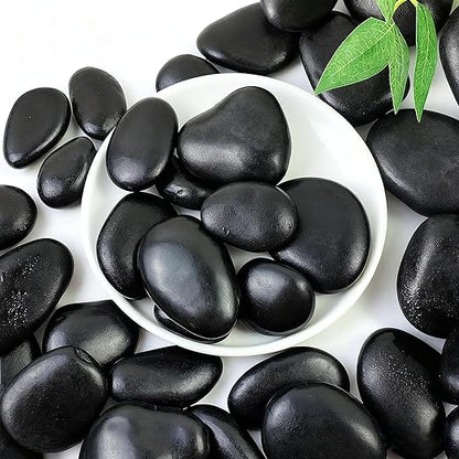 SIDONG 10 lbs Black River Rocks, 1.2-2 Inches Polished Pebbles for Indoor Plants, Aquarium Rocks Used in Fish Tank, Decorative Stones for Plants, Vases, Home Décor, Crafting, Garden Landscaping