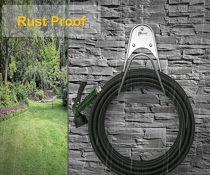 JBscoop Garden Hose Holder Stainless Steel Small Wall Mount Garden Hose Hook, Ideal for Water, Air, Hydraulic Hose, Ropes, Extension Cords Heavy Duty & Rust Proof (2)