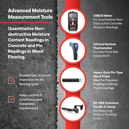 Tramex Flooring Installer Kit FINSK | CMEX5 Digital Meter, Infrared Surface Thermometer & Heavy-Duty Pin Probe | Check Concrete & Wood Moisture, Humidity, Temperature & Dew Point Pre Floor Install