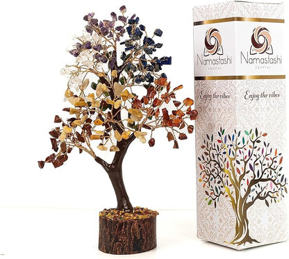 Seven Chakra Crystal Tree of Life Decor -for Positive Energy-BirthdayGift -FengShui Healing Bonsai Crystal Tree - Gemstone Money Manifest Good Luck, Spiritual Gift for Home/Office (Multicolor)