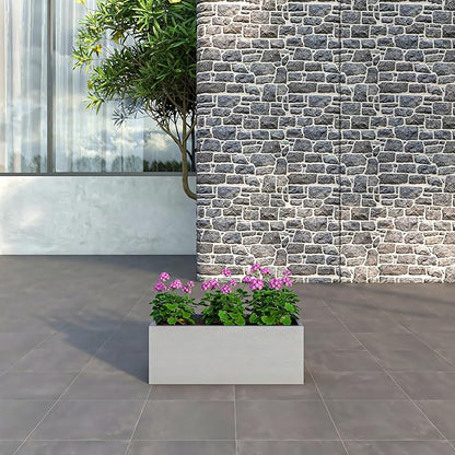 LeisureMod Flora Fiberstone and MGO Clay Planter, Mid-Century Modern Rectangular Planter Pot for Indoor and Outdoor in Grey (12" Height)