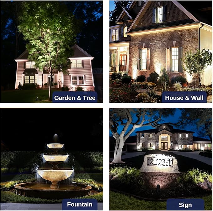 Gardenreet Low Voltage Spotlight - Outdoor Light Fixture 12V AC/DC, Brass Landscape Lights LED Hardwired, Weather Proof Bronze for Flag Wreath with Cool Light MR16 Removable Bulbs (10 Pack)