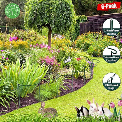 Half Round Snake Plant Support Stakes, Plant Ring for Peonies, Hydrangeas, ZZ, and More - Sturdy, Rust-Proof Plant Support Cages for Indoor and Outdoor Potted Plants (6 Pack, 14x8Inch)