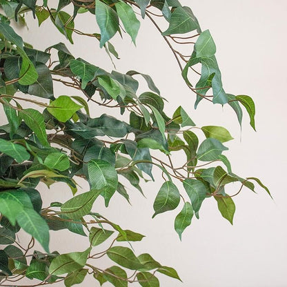 Nearly Natural 7ft Triple Trunk Artificial Ficus Tree with Natural Wood Trunks, Fake Tree for Indoor Home Décor, Faux Ficus Tree with Black Nursery Pot