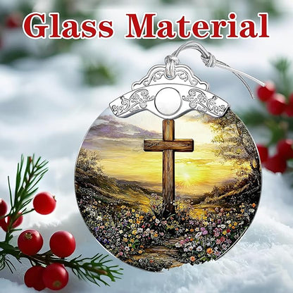 Cross Sunset Ornament – Christian Christmas Decor & Religious Christmas Ornament; Christian Home Decor (Holiday Present, Bauble Present, Christian Gifts, Religious Gifts, Gift Idea, Gift Exchange)