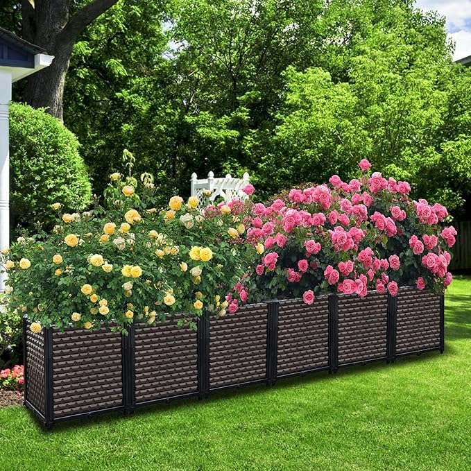 Large Planters for Outdoor Plants - Deepened 20" H, Raised Beds for Gardening Self Watering, Elevated Planter Box with Legs, Rectangular Garden Planters for Outdoor Plants Flowers, 94.4"L x 15.7"W
