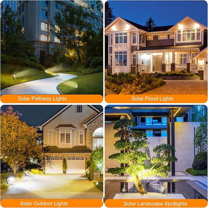 SUNLONG Solar Powered Spot Lights Outdoor Waterproof 2 in 1 Bright Solar SpotLights Power Adjustable for Flag Yard Flagpole Landscape Dusk to Dawn 2 x Spots Warm White