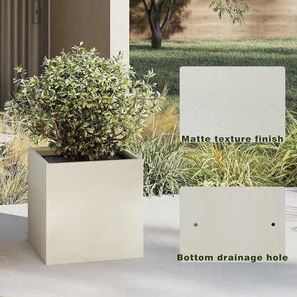 ARNIS Metal Planter Box, 20.75" Lx20.75 Wx20.75 H Large Square Indoor Outdoor Planters Cube, Galvanized Steel Heavy Duty Flower Pot with Drainage for Tall Plants, Trees, Flowers (Sand)