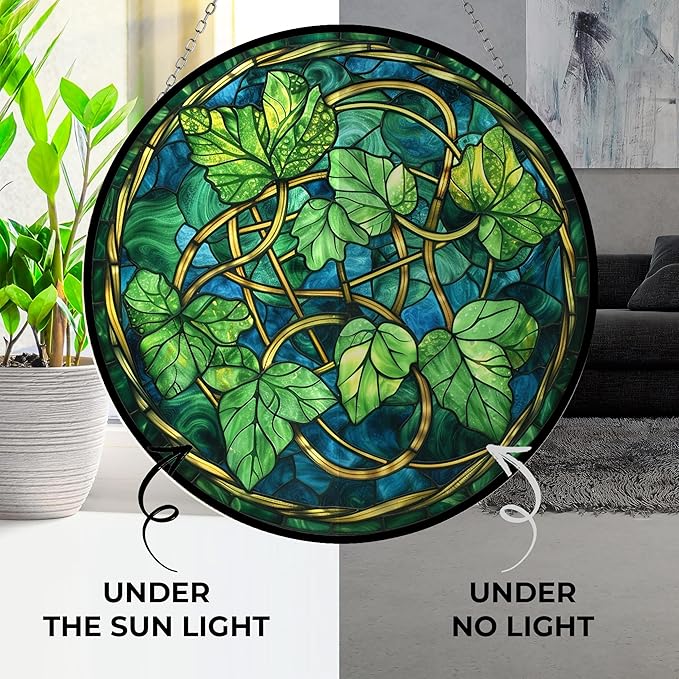 Leaf Craft Stained Glass Sun Catcher, Wall Hanging Colored Decor Room Indoor Window Decor, Halloween, Christmas Hanging Ornament Mother Day