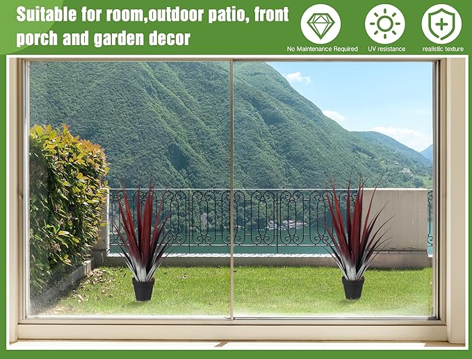 Giegxin 1 Pcs 26'' Realistic Red Artificial Aloe Vera Plant Faux Agave Plant Potted UV Resistant Agave Artificial Greenery Outdoor Indoor for Housewarming Gift House Garden