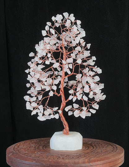 Rose Quartz Crystal Tree Gemstone Tree of Life Quartz Base Chakra Bonsai Tree for Room, Office & Bedroom Decor Spiritual Gift Meditation Birthday Gift for Women Mom her Sister Housewarming Gifts Home