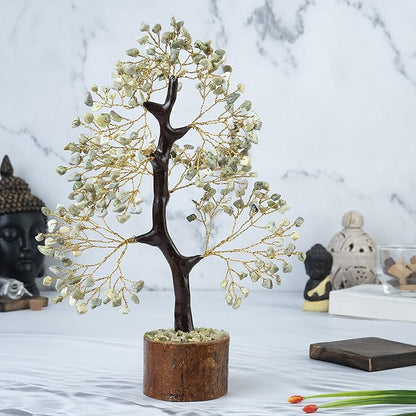 Crocon Serpentine Gemstone Tree, Crystal Tree of Life - Chakra Tree - Feng Shui Tree Decor - Money Tree Bonsai - Healing Crystal - Stone Tree - Home Decor - Spiritual Gift - Gem Tree