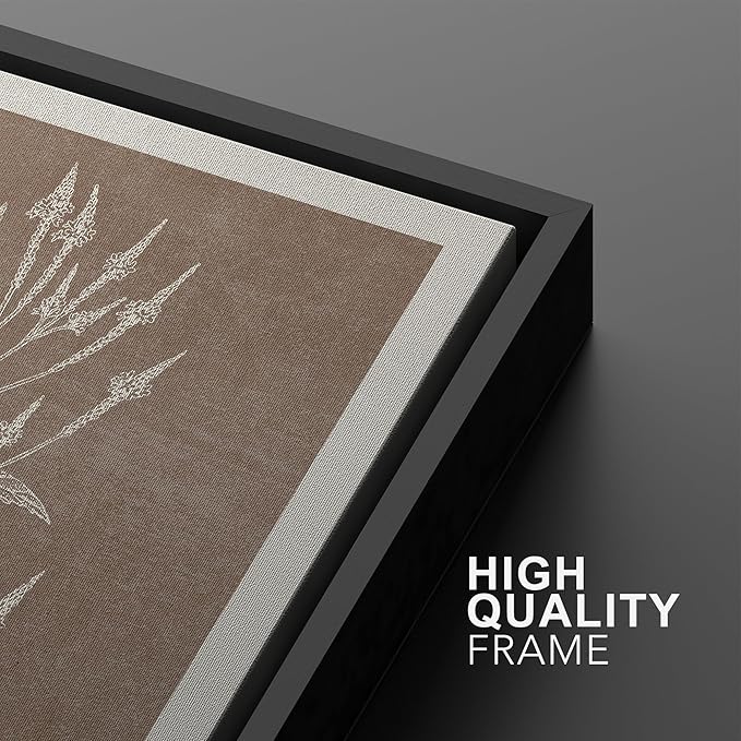 Ashbrook Framed Canvas Print Wall Art Set Duotone Forest Wildflower Farmhouse Decor Nature Wilderness Illustrations Modern Art Floral Botanical Calm/Relax/Cozy for Bedroom - 16"x24"x3 BLACK
