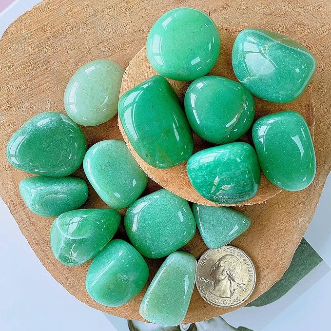 QINJIEJIE 0.9 LBS Green Aventurine Polished Stones Tumbled Crystals Bulk Gemstones 0.6-1" Irregular Stone Natural Reiki Healing Crystal for Plants Vase Filler Decoration Energy Beginners Gifts