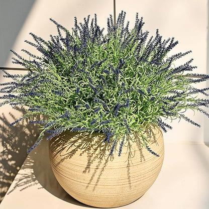 alyptus UV Resistant Artificial Lavender Flowers for Outdoors 16 Bundles Fake Purple Flower Outdoor Faux Plastic Outside Plants Decorations for Front Porch Patio Planters Décor(Dark Purple Lavender)