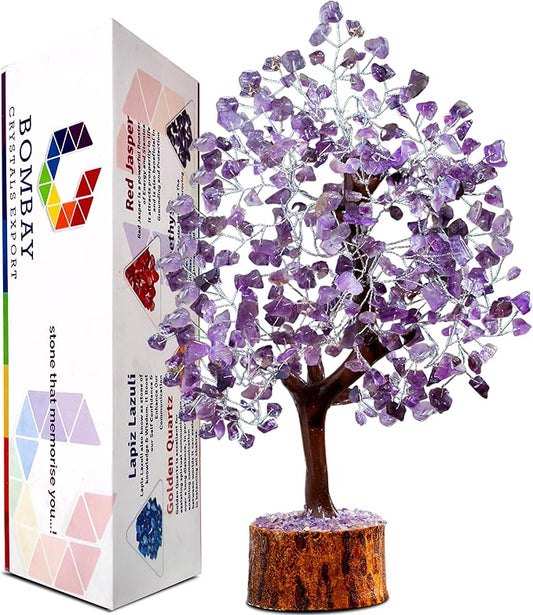 Amethyst Crystal of Life with Silver Wire, Feng Shui Gemstone Bonsai Chakra Tree for Healingof Life Decor, Spiritual Crystal Gifts for Women and Men, Moneyfor Meditation and Reiki
