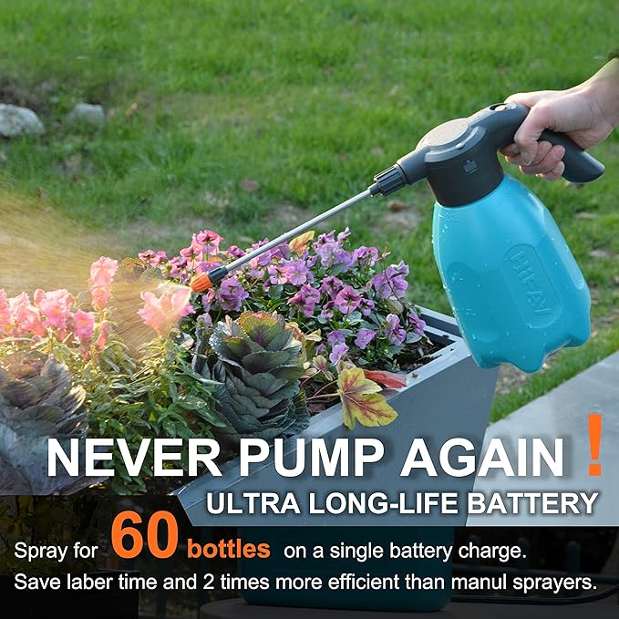 ES2-PRO Electric Spray Bottle 2L/0.5Gallon, Rechargeable Battery Powered Sprayer Spray 60 Bottles On a Single Charge, Automatic Plant Mister，Pump Sprayer,Indoor Watering Can for Plants