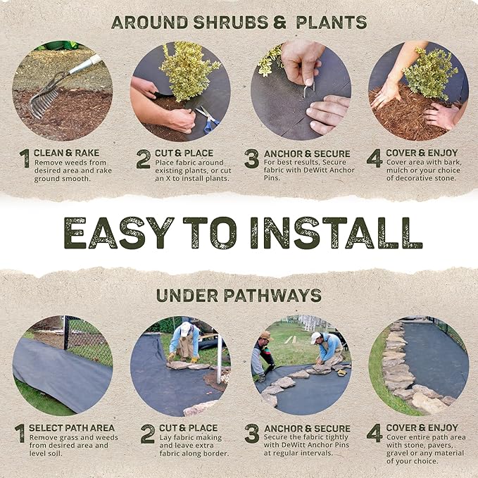 Dewitt 7-Pack Sunbelt Weed Barrier Fabric 3.2 oz, 4 x 300 Feet – Heavy-Duty Ground Cover Mat for Greenhouse Floors, Garden Rows, Raised Beds, Yard Gardening, and Outdoor Landscape Protection