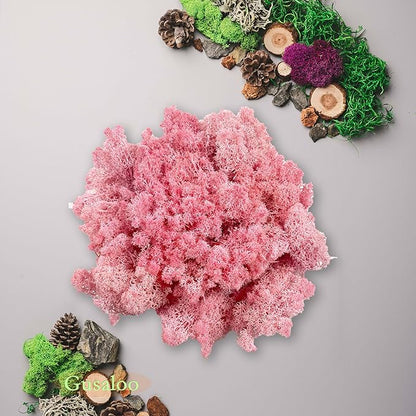 Preserved Moss 5oz Artificial Natural Fresh Green Moss for Craft Handicraft Arts Floral Project Wall Decor Table Decor Wedding Centerpieces Garden Terrariums Decoration-Pink