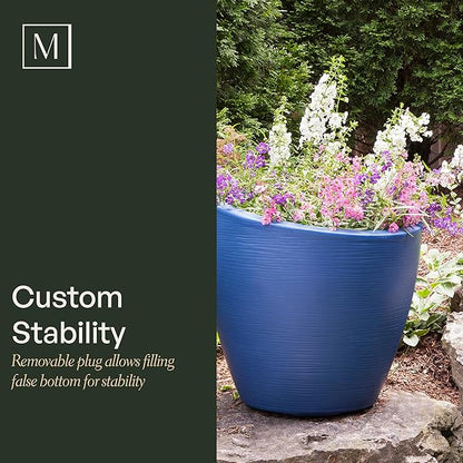 Mayne Modesto 20-Inch Round Planter – Weather-Resistant Planter for Flowers – Durable Indoor/Outdoor Design for Patio, Porch, or Entryway