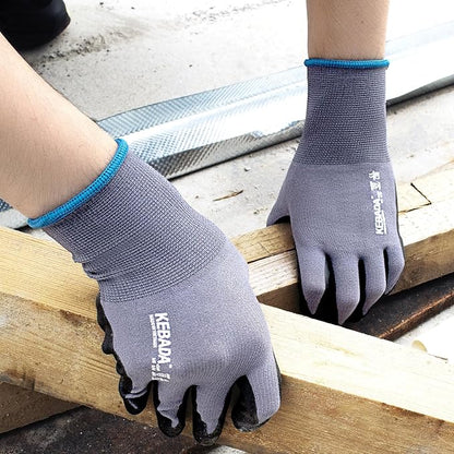 Kebada W5 Work Gloves Bulk Pack (60 Paris), Foam Nitrile Coated Working Gloves with Grip, Ultra Stretchable Spandex Knit Gloves for Gardening and Light Duty Mechanic Work, Large (Made in Vietnam)