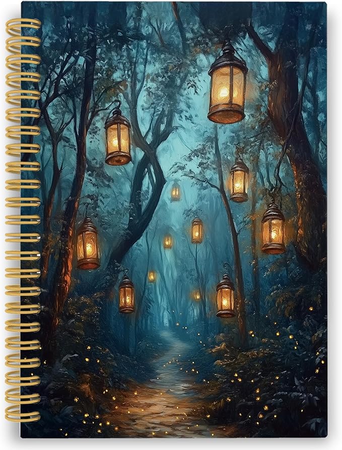 XPH Vintage Enchanted Forest Spiral Notebook, Dark Academia Journaling Notebooks for Women, Mystical Fantasy Forest Aesthetic Hardcover Journals for Writing 160 Pages 5.5 x 8.3 Inch, Mystical Gifts