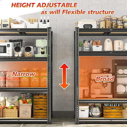REIBII Garage Shelving 60.1" H Storage Shelves Heavy Duty 1800 LBS, 4-Tier Metal Shelving Ajustable Garage Shelves for Warehouse Basement Kitchen Pantry Closet, 60.1" H x 35.5" W x 18" D