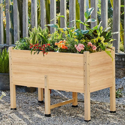 SPECRAFT 4x2 Ft Raised Garden Bed - Features Legs, Drainage Holes, Ideal for Vegetables, Flowers, Elevated Wood Planter Box for Balcony, Patio, Backyard, Easy Assembly Fir Wood