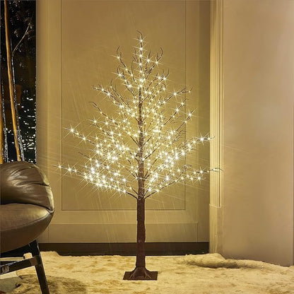 Hairui Lighted Brown Tree Plug in 4FT 430 LED Artificial Twig Tree with Lights for Christmas Holiday Wedding Room Decorations Indoor Outdoor