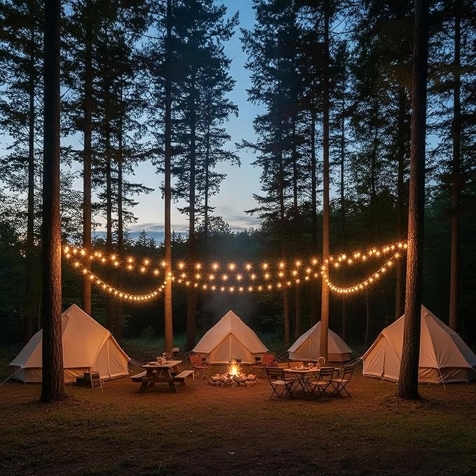 RTTY 200FT Outdoor String Lights Expandable System with 100 G40 Bulbs (2x100FT) - for Sprawling Properties, Large Commercial Patios, or Dual-Zone Backyard & Event Lighting