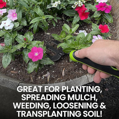 Garden Guru Hand Weeder Fork Tool – Rust Resistant High Carbon Steel – Ergonomic Handle – Great for Planting, Spreading Mulch, Weeding, Loosening & Transplanting Soil (2 Pack)