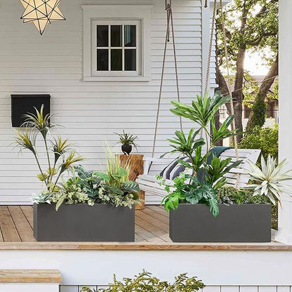 Wallowa Metallic Heavy Long and Large Outdoor/Indoor Planter Box, 38”Lx15”Wx15”H, 40Pounds, No Assemble and Seamless, Color Gray