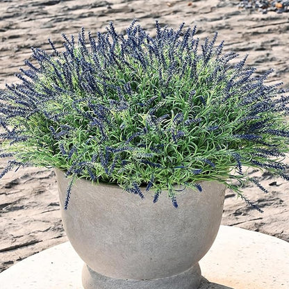 alyptus UV Resistant Artificial Lavender Flowers for Outdoors 16 Bundles Fake Purple Flower Outdoor Faux Plastic Outside Plants Decorations for Front Porch Patio Planters Décor(Dark Purple Lavender)