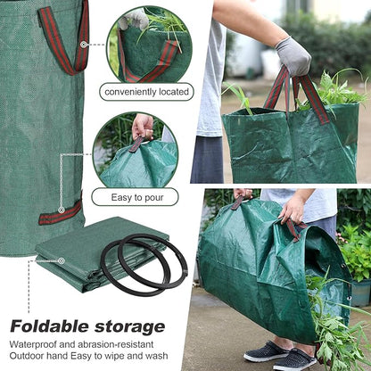 abcGoodefg 2 Pack 32 Gallon Lawn And Leaf Bags Havey Duty, Reusable Yard Waste Bags with Handle, Garden Bags With Gardening Gloves, Camping Yard Recycling Bag For Leaves