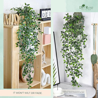 Der Rose 34'' Fake Hanging Plants Artificial Potted Mandala Vine Plants Indoor and Outdoor for Office Home Living Room Bathroom Wall Shelf Decor (1Pack)