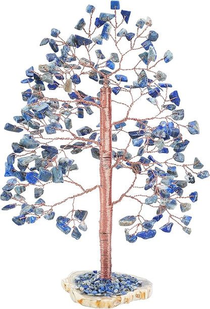 Crocon Lapis Lazuli Gemstone Tree of Life, Handmade, 8 Inch, Blue, Crystal Decoration, Feng Shui, Money Tree, Spiritual Gift