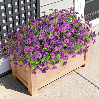 Artificial Fake Mums Flowers for Outdoor Fall Decor, 12 Bundles Faux Flowers Plants Silk Daisy for Planter Pot Colorful UV Resistant Look Real for Front Door Porch Patio Outside Yard(Light Purple)