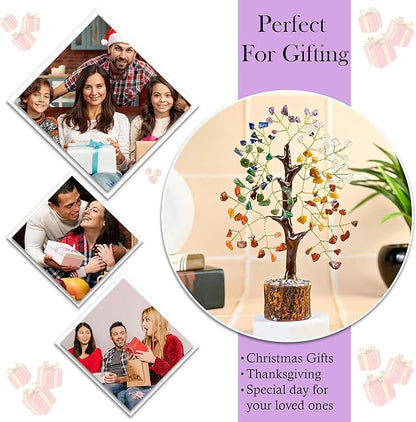 Crocon 7 Chakra Crystal Tree of Life D�cor Bonsai Tree Meditation Office Desk Decor Healing Crystals Stones for Birthday Gifts for Women House Warming Gifts New Home Decoration Present Sister Mom