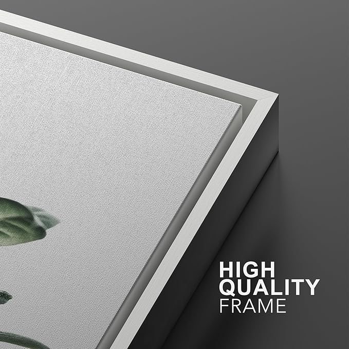 Ashbrook Framed Canvas Print Wall Art Set Green Floral Forest Plant Variety Nature Wilderness Photography Modern Art Minimal Chic Colorful for Living Room, Bedroom, Office - 16"x24"x3 White