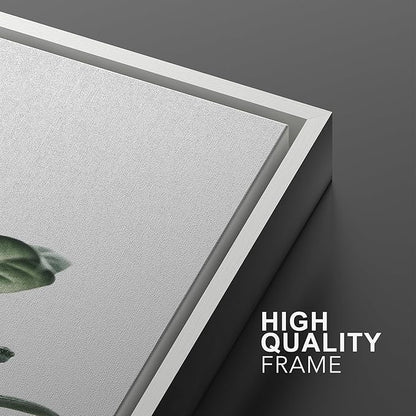 Ashbrook Framed Canvas Print Wall Art Set Green Floral Forest Plant Variety Nature Wilderness Photography Modern Art Minimal Chic Colorful for Living Room, Bedroom, Office - 24"x36"x3 White